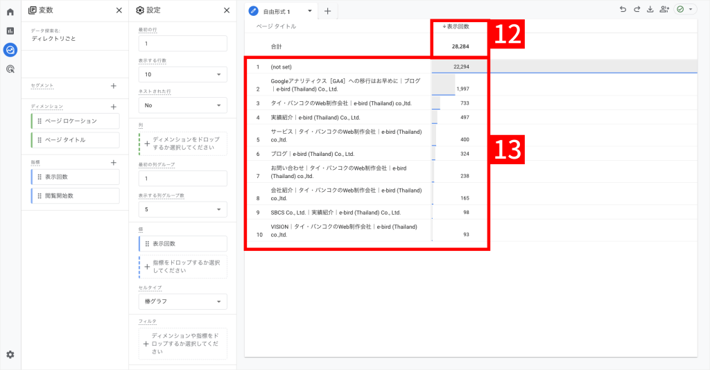 ディレクトリごとの数値を見る作業手順9